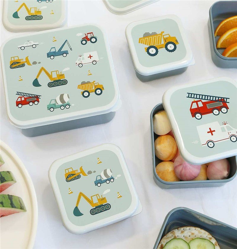 4 Cajitas de almuerzo Vehiculos - MINI MUNDO