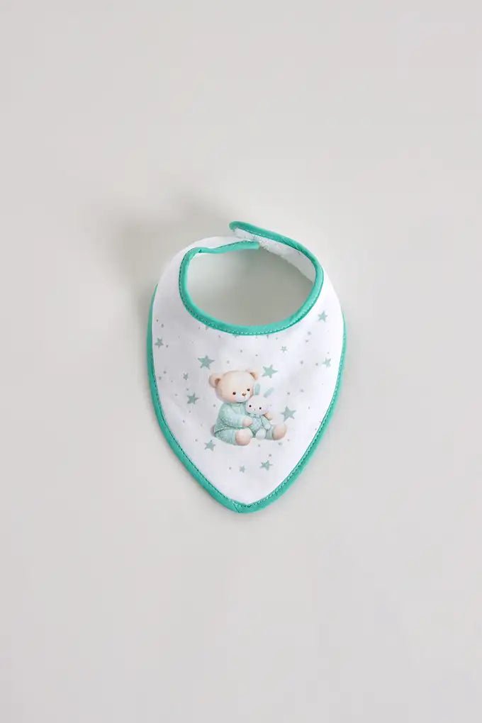 Babero de rizo tipo bandana - osito con peluche - MINI MUNDO