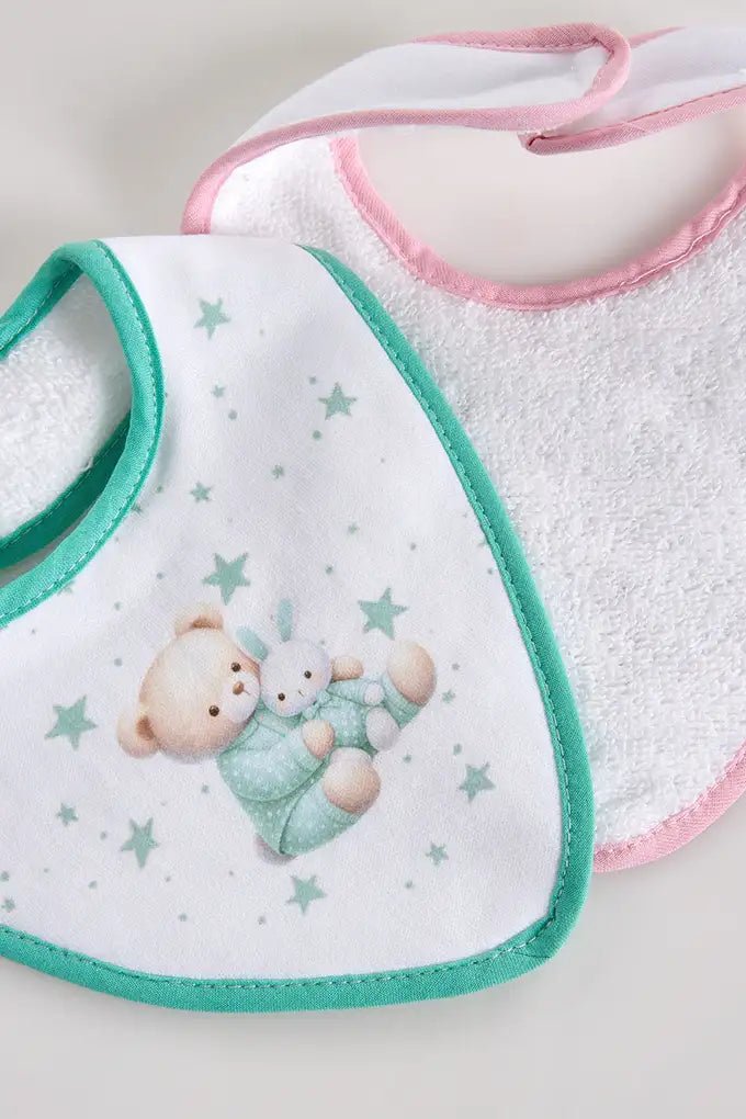 Babero de rizo tipo bandana - osito con peluche - MINI MUNDO
