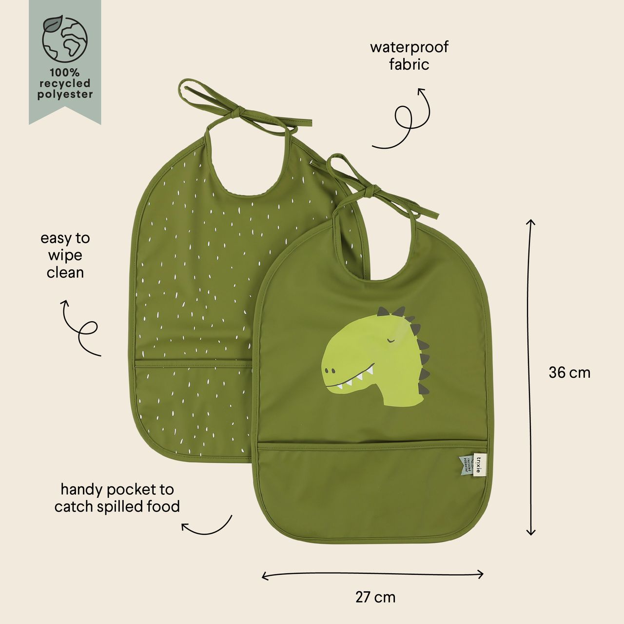 Babero impermeable 2 - pack - Mr. Dino - MINI MUNDO