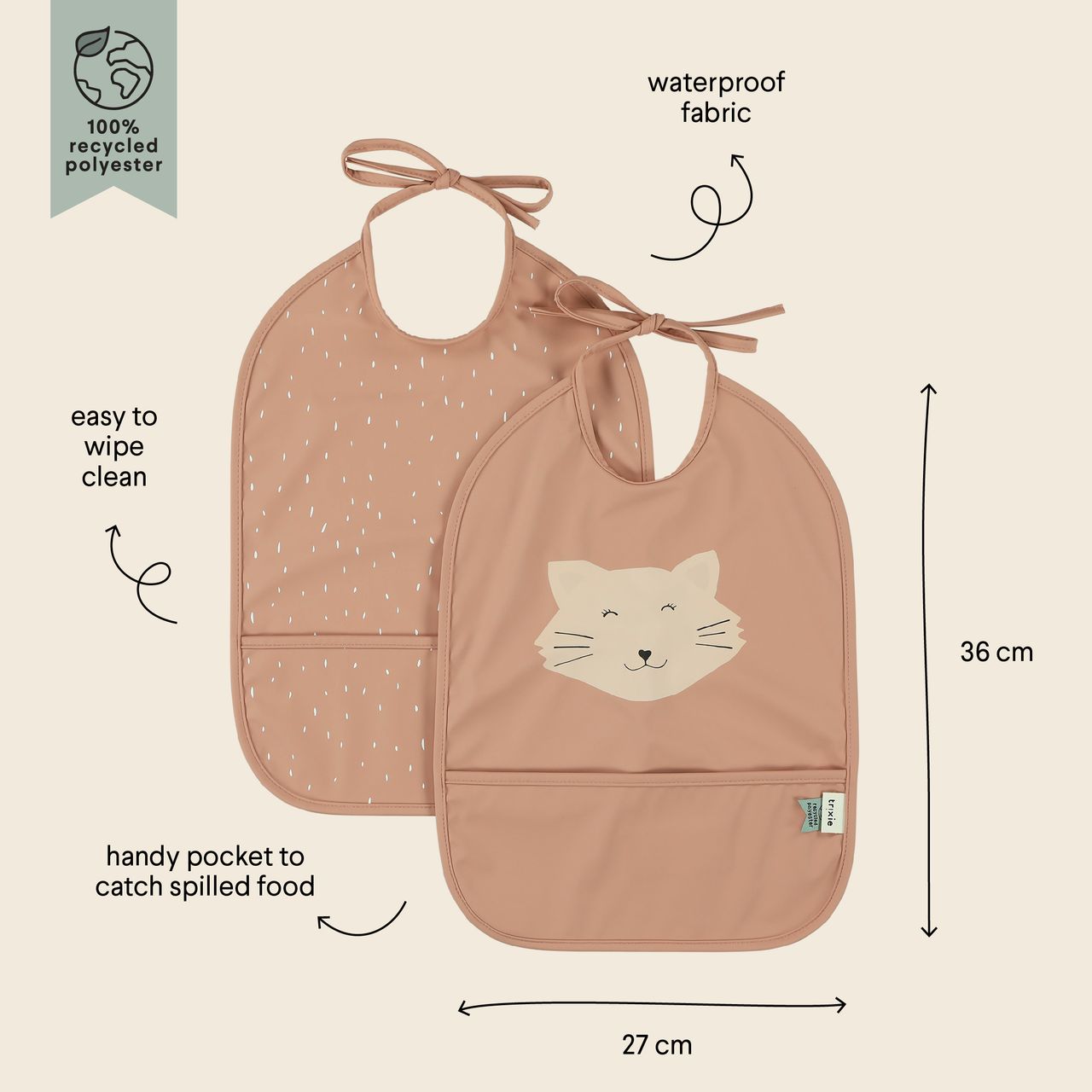 Babero impermeable 2 - pack - Mrs. Cat - MINI MUNDO