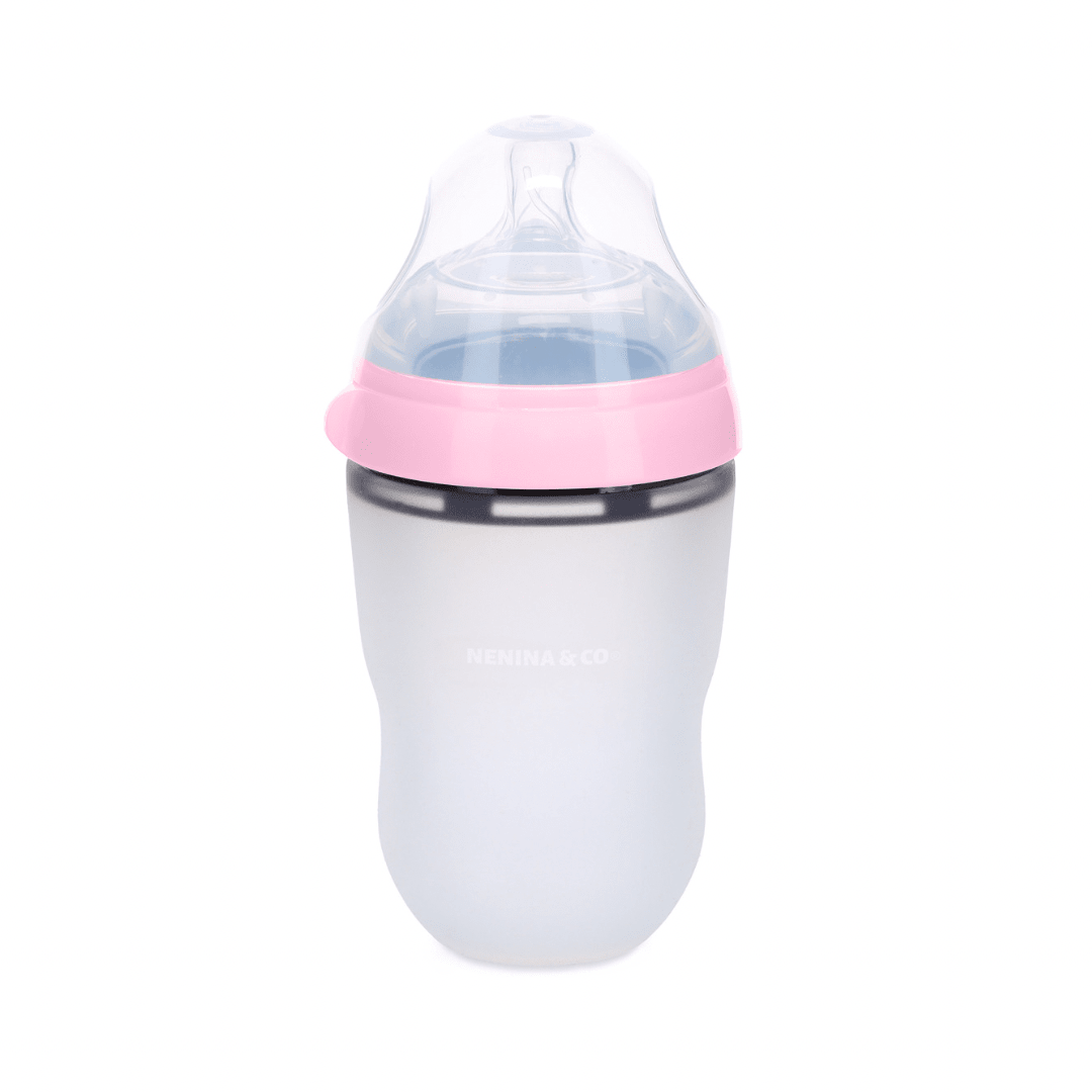 Biberón rosa + 4 tetinas de silicona - Nenina & Co - MINI MUNDO