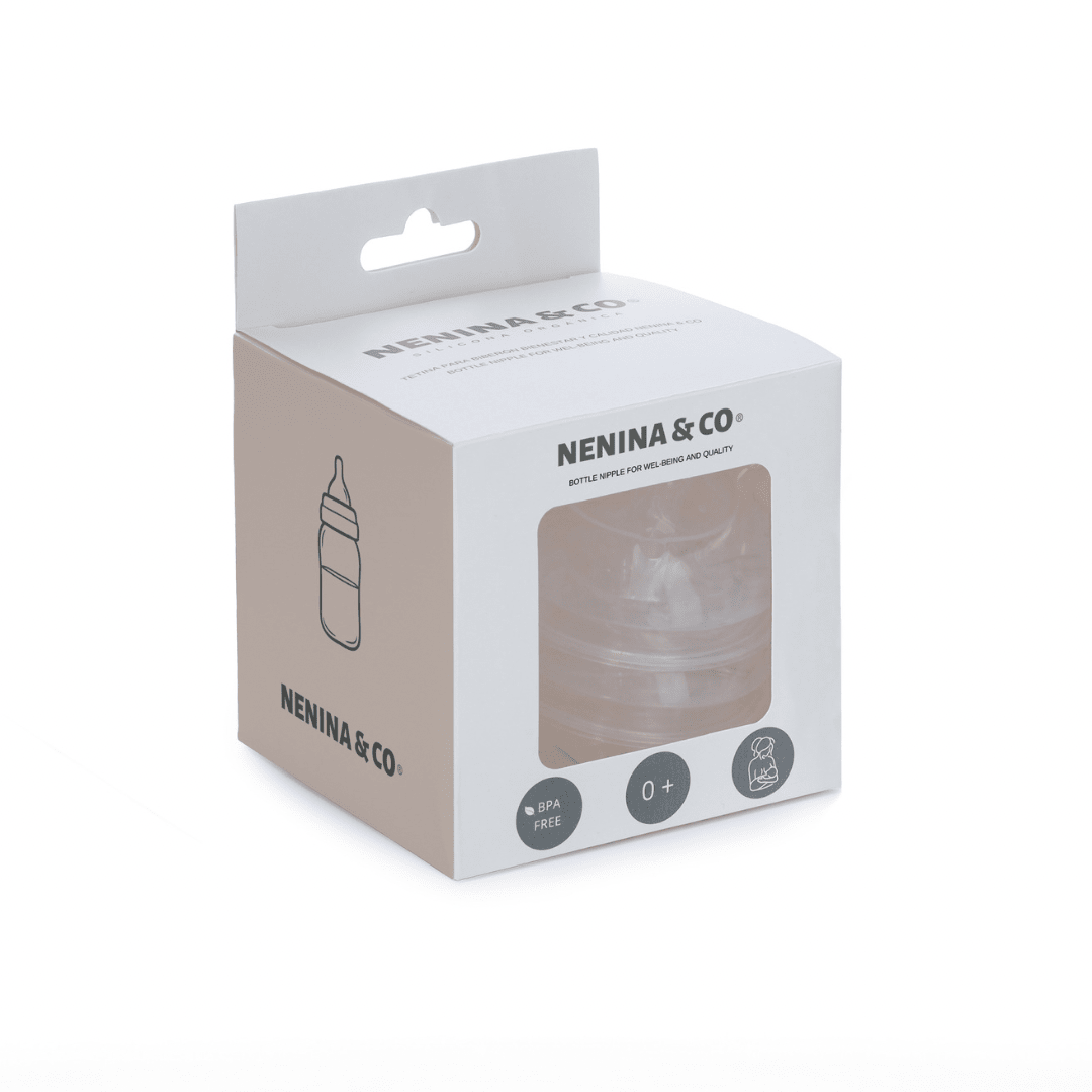 Biberón rosa + 4 tetinas de silicona - Nenina & Co - MINI MUNDO