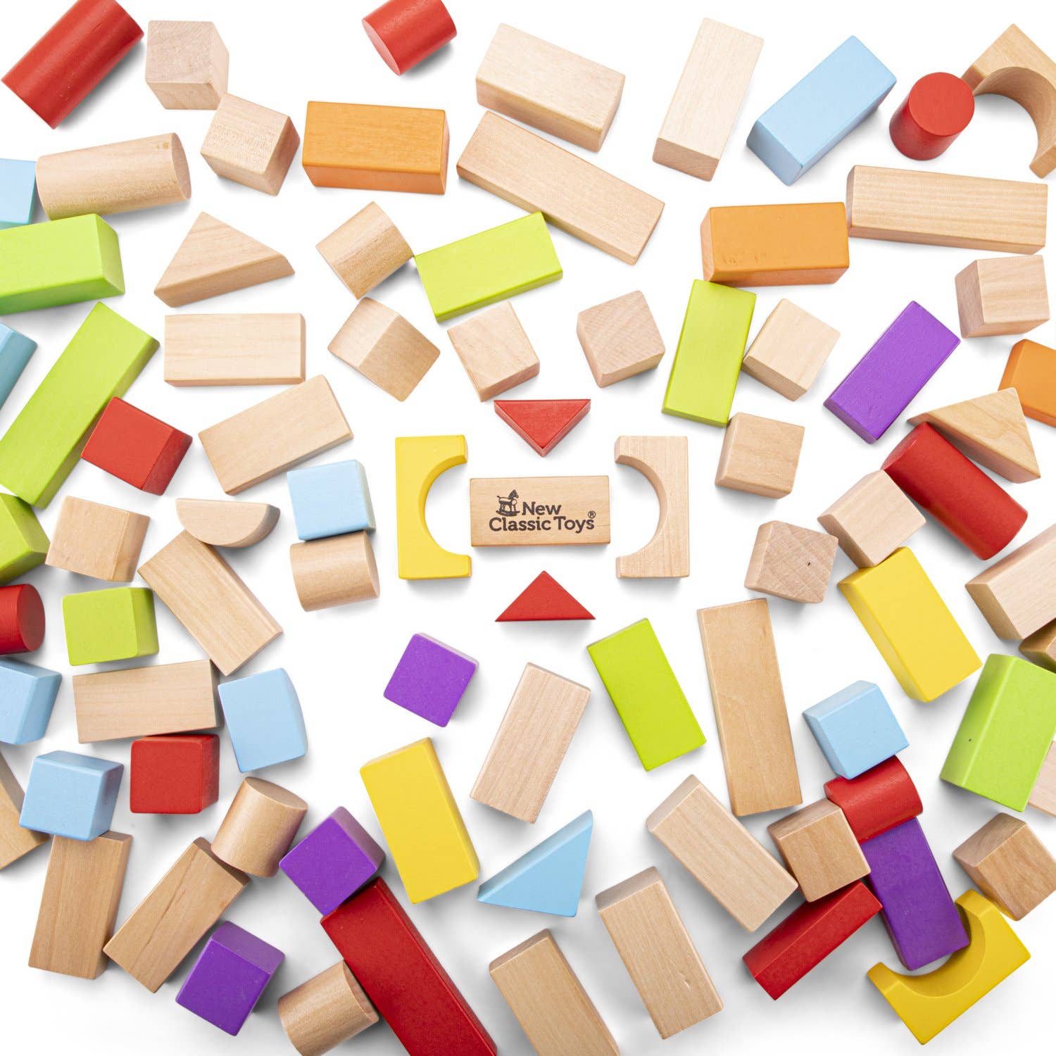 Bloques de construcción de madera - colores lisos (100 piezas) - MINI MUNDO