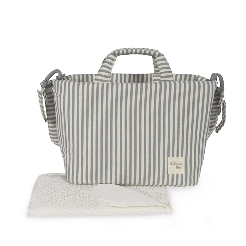Bolso Cambiador Walking Mum Praliné Rayas Matcha con Cambiador - BEBABI