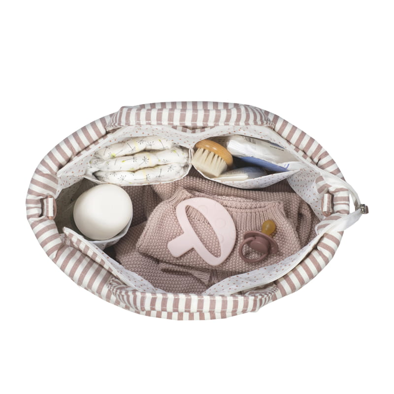 Bolso Cambiador Walking Mum Praliné Rayas Moka con Cambiador - BEBABI