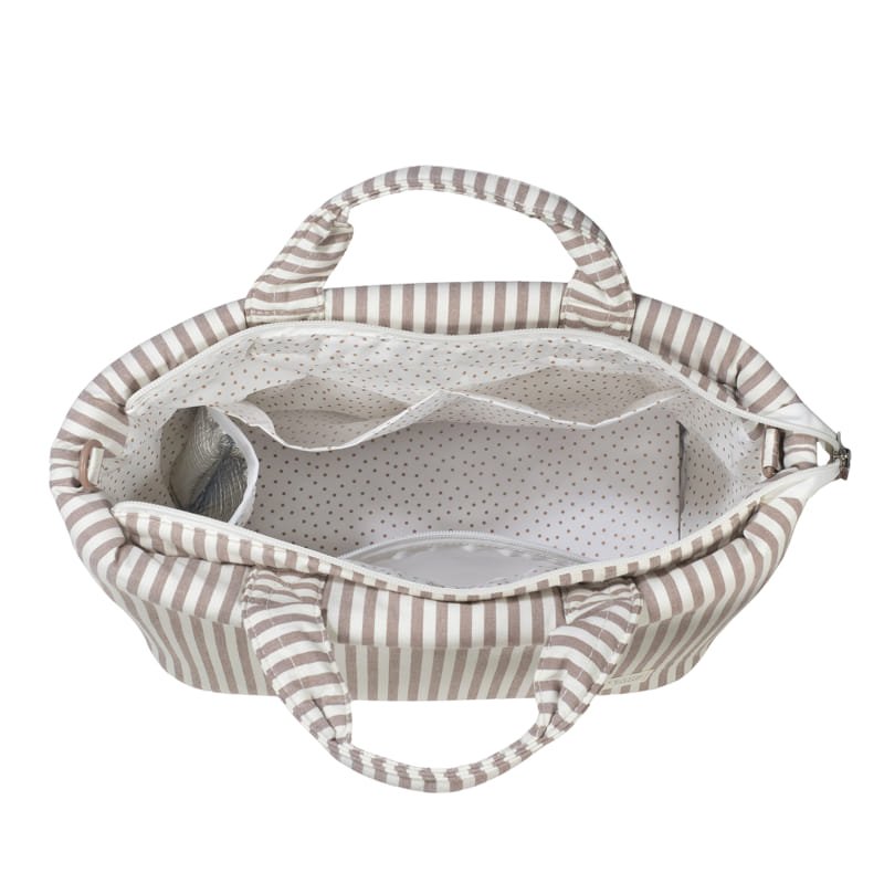 Bolso Cambiador Walking Mum Praliné Rayas Moka con Cambiador - BEBABI
