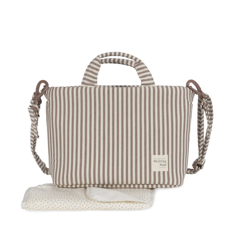 Bolso Cambiador Walking Mum Praliné Rayas Moka con Cambiador - BEBABI