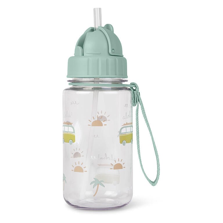 Botella con pajita y colgador Aloha - MINI MUNDO