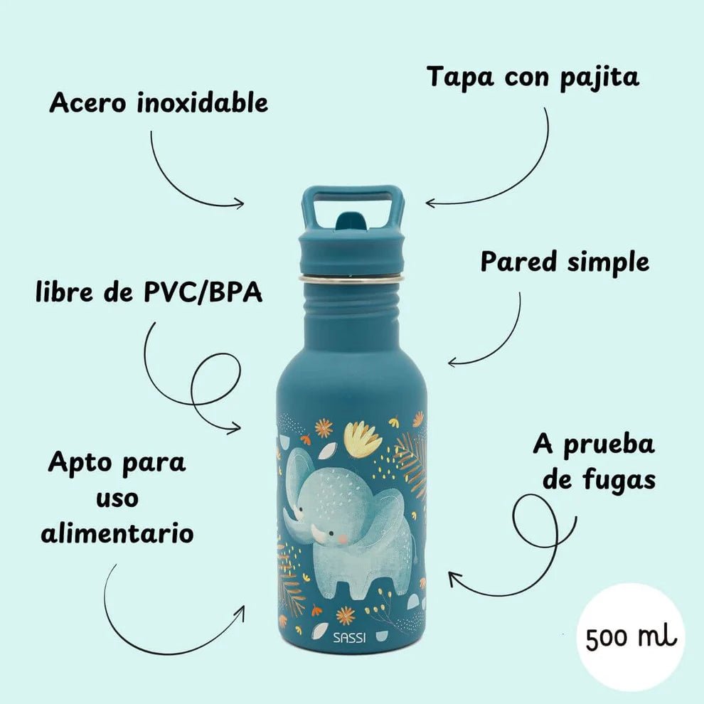 Botella de Acero Inoxidable Sassi Elefante 500 ml - BEBABI