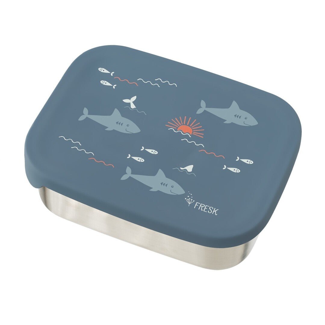 Caja de Almuerzo Fresk Tiburón de Acero Inoxidable con Tapa de Silicona - BEBABI