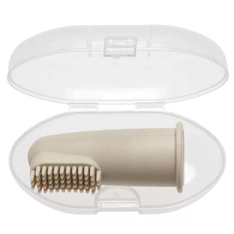 Cepillo de dientes de silicona con funda - Beige - MINI MUNDO