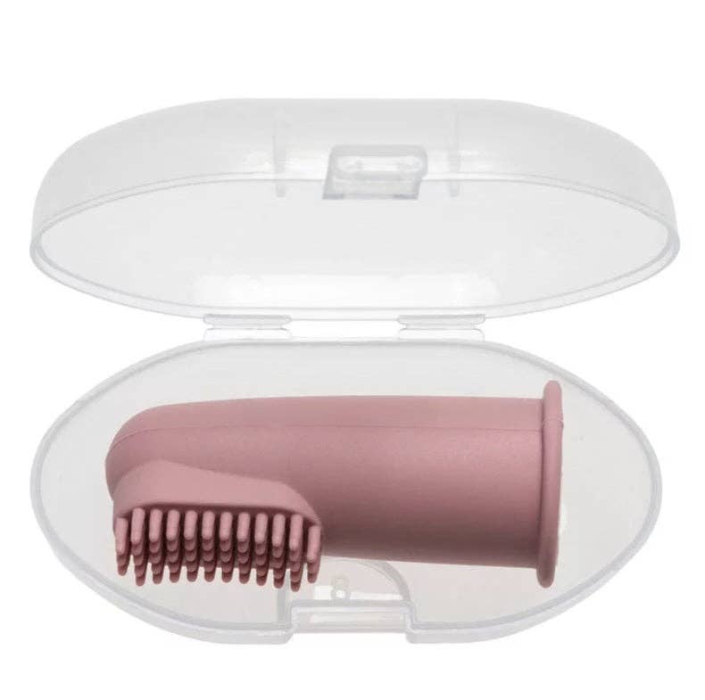 Cepillo de dientes de silicona con funda - Rosa empolvado - MINI MUNDO