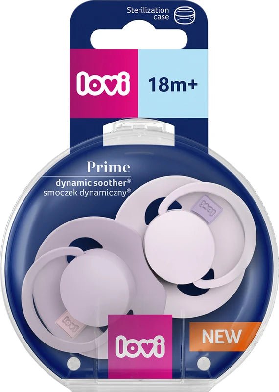 Chupete fisiológico LOVI Prime 18m+ 2uds Baby Lilac/Violet - MINI MUNDO