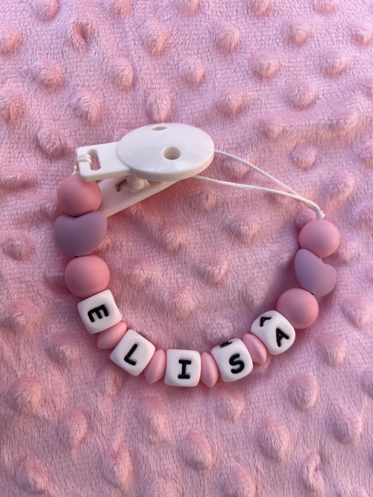 Chupetero personalizado de silicona - modelo corazón - MINI MUNDO