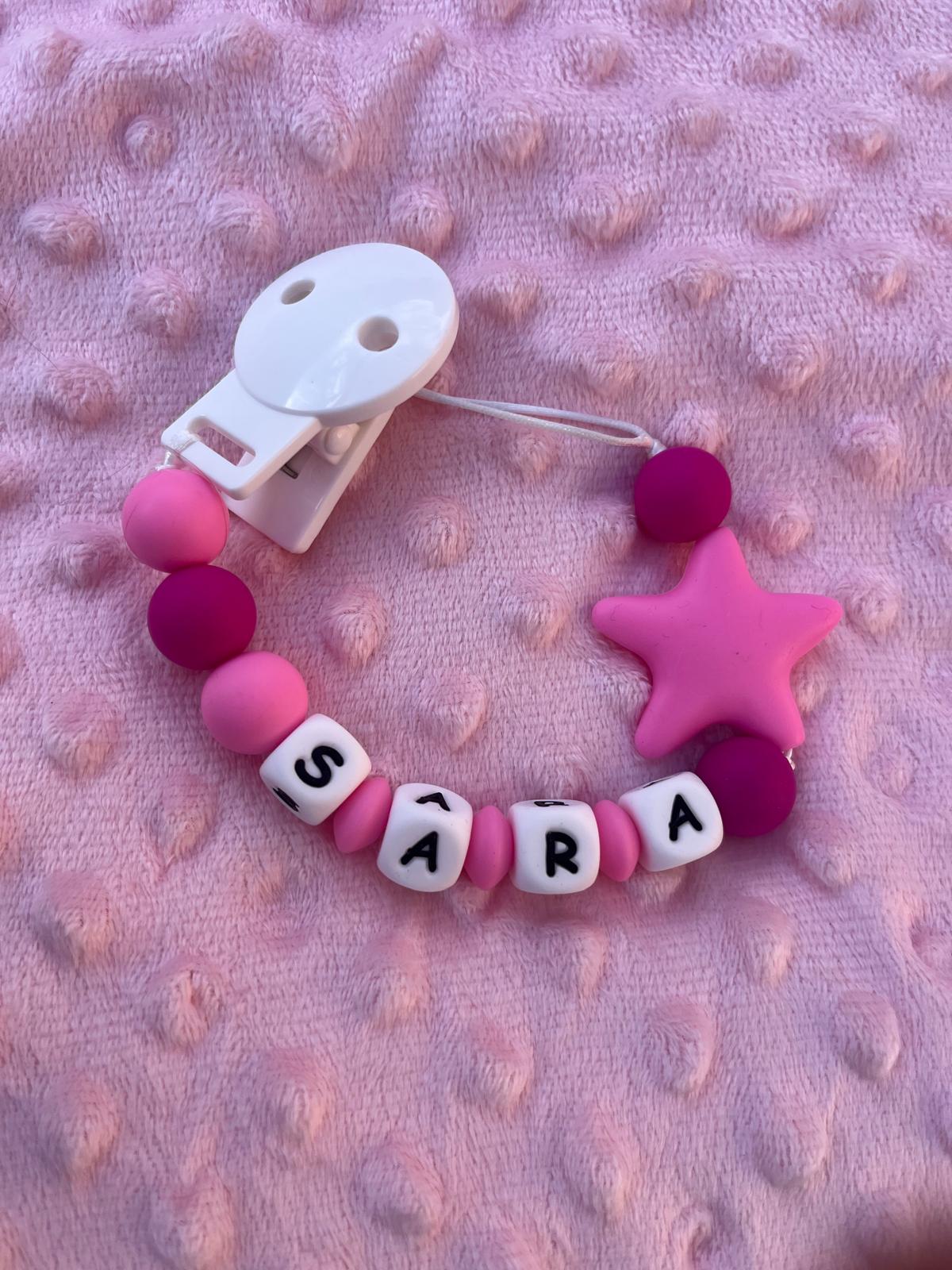 Chupetero personalizado de silicona - modelo estrella - MINI MUNDO