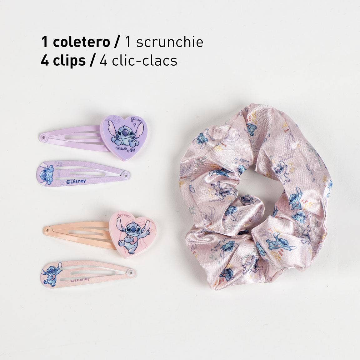 Coletero y pinzas de clips (4 piezas) - Stich - MINI MUNDO