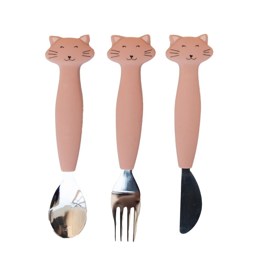 Cubiertos de 3 piezas en silicona - Mrs. Cat - MINI MUNDO