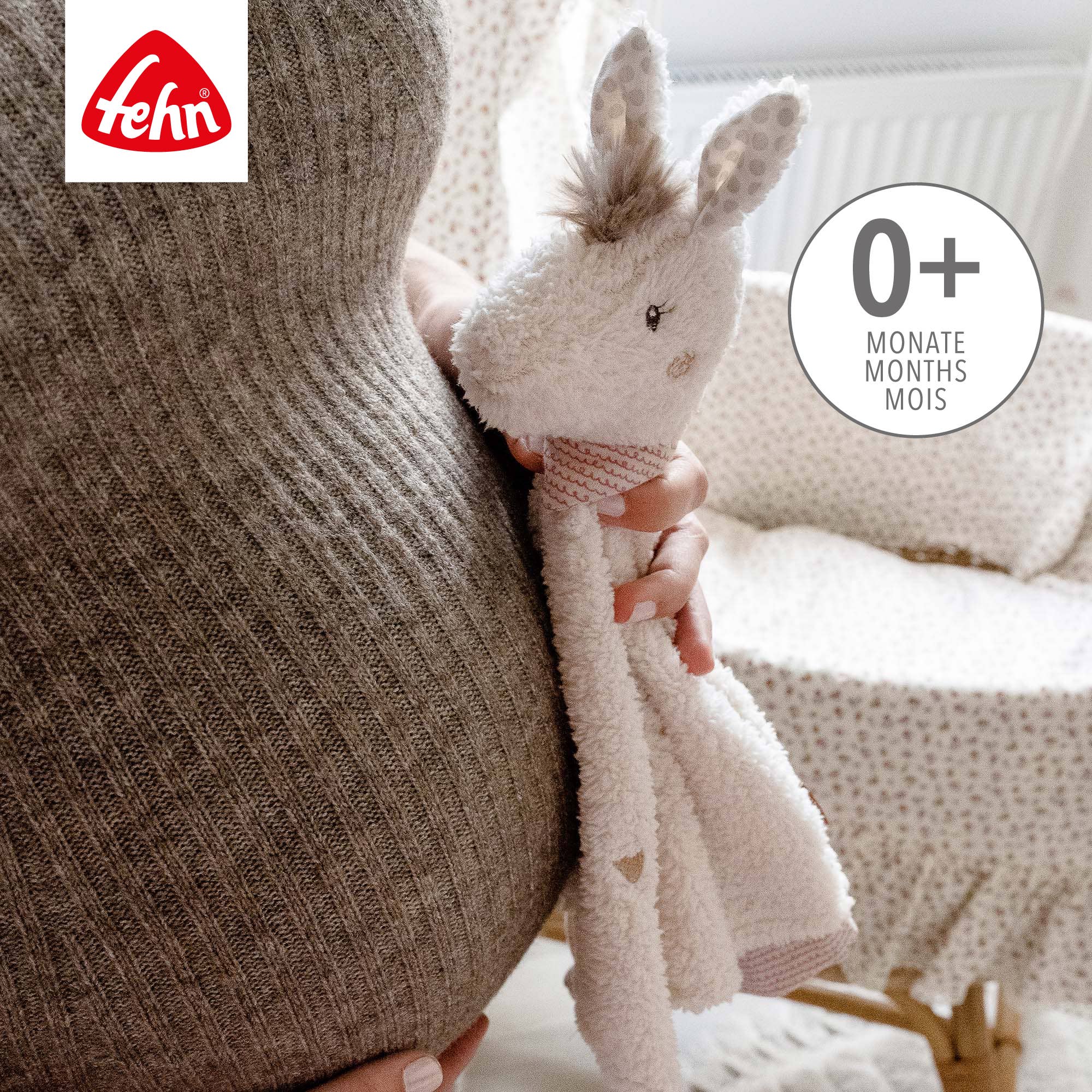 Doudou - llama blanco crudo y rosa - MINI MUNDO