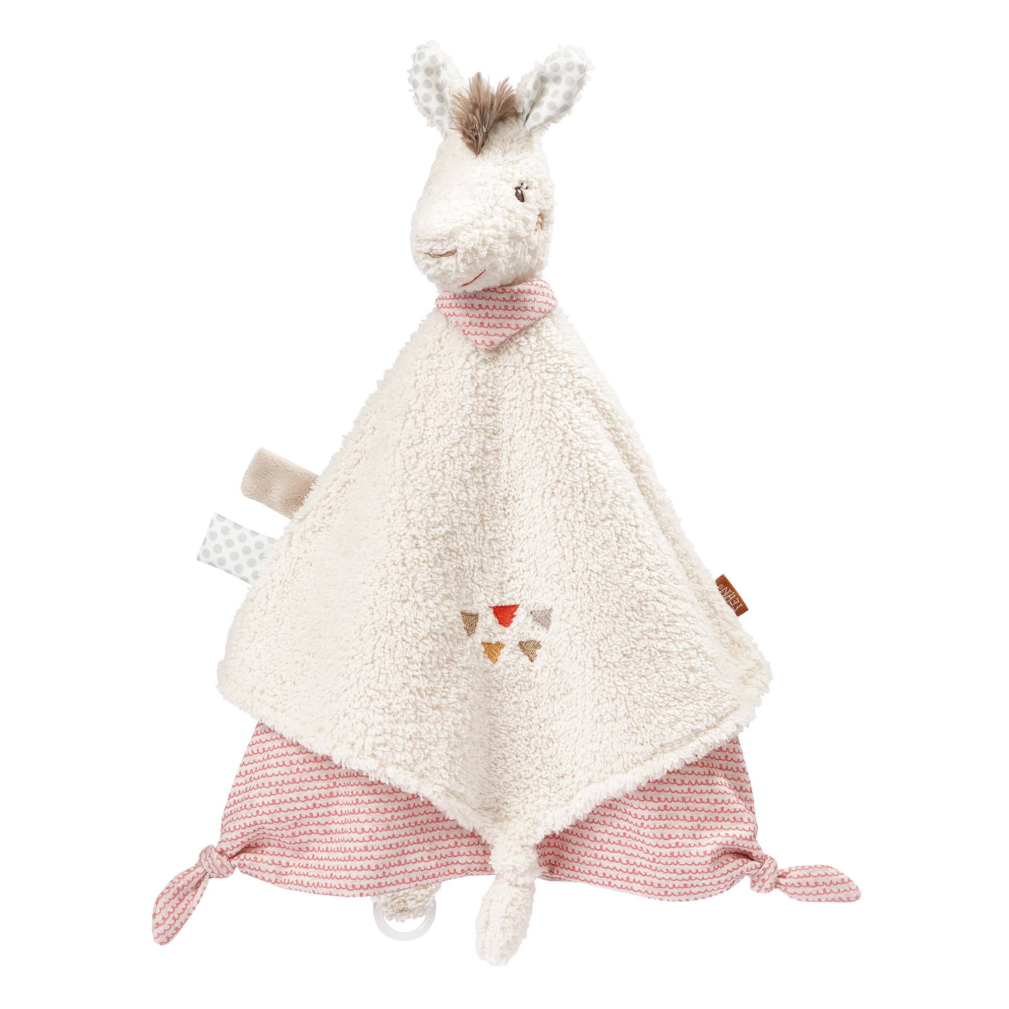 Doudou - llama blanco crudo y rosa - MINI MUNDO