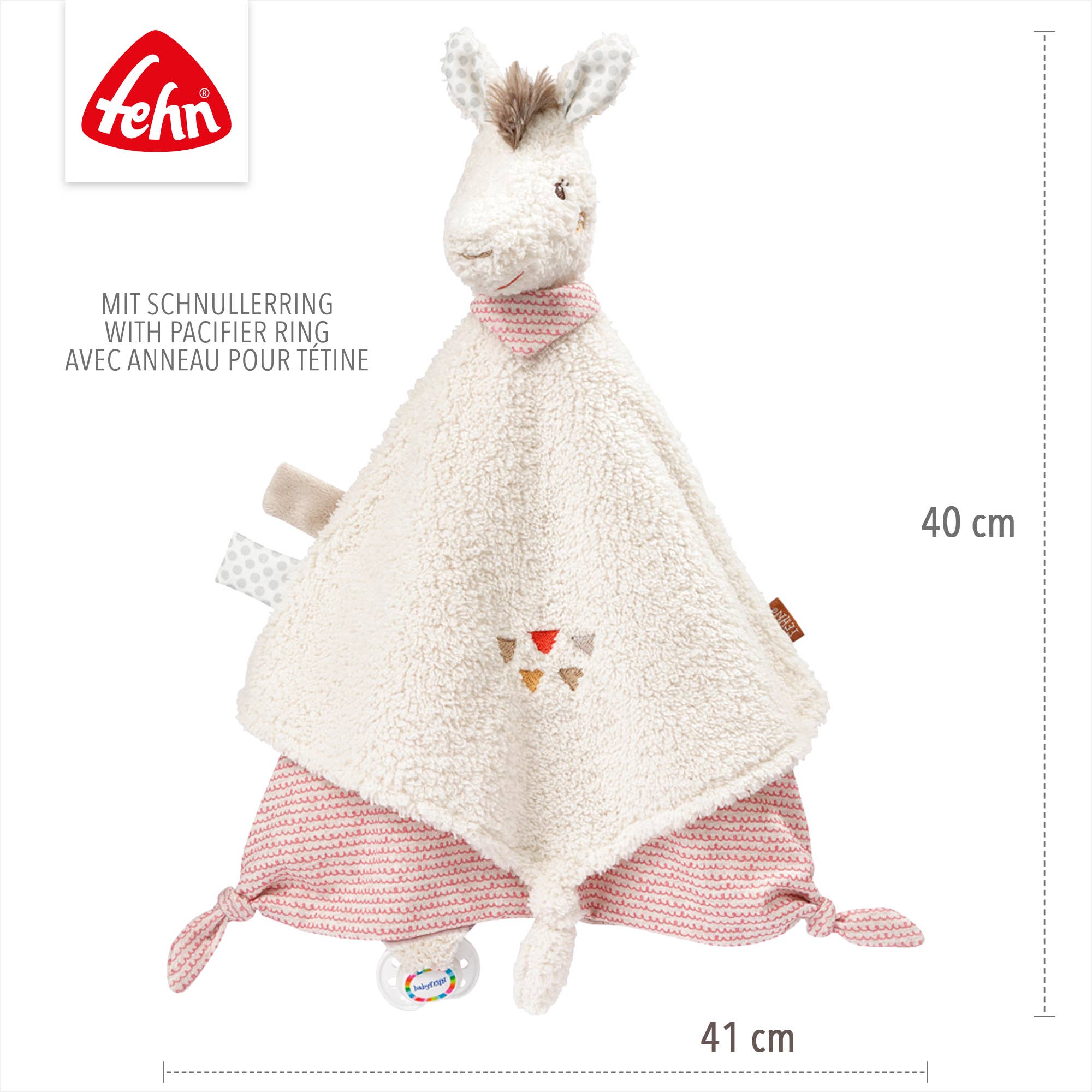 Doudou - llama blanco crudo y rosa - MINI MUNDO
