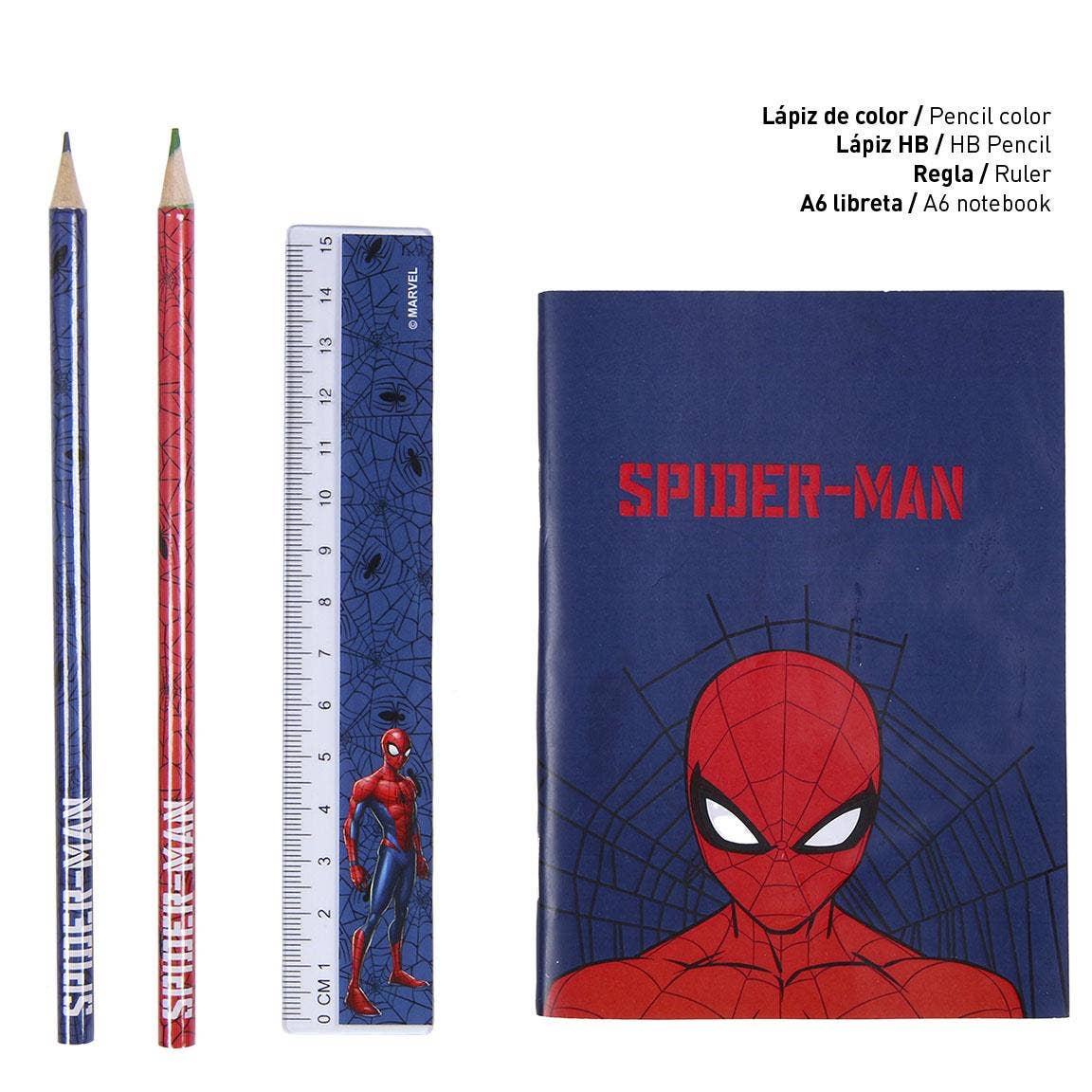 Estuche spiderman con material escolar - MINI MUNDO