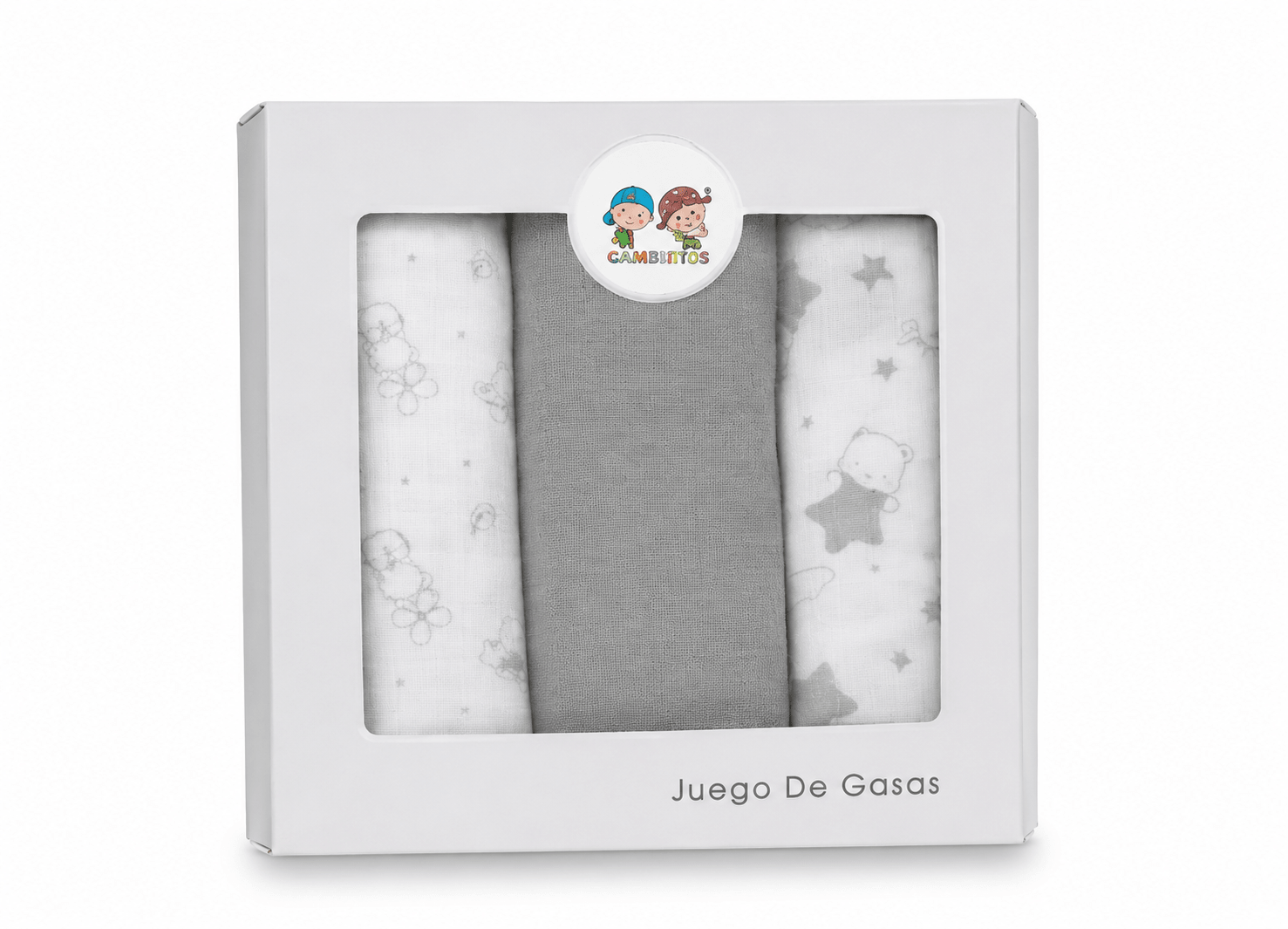 Juego de gasas muselina bebé 3 piezas 70x70 cm – Gris - BEBABI