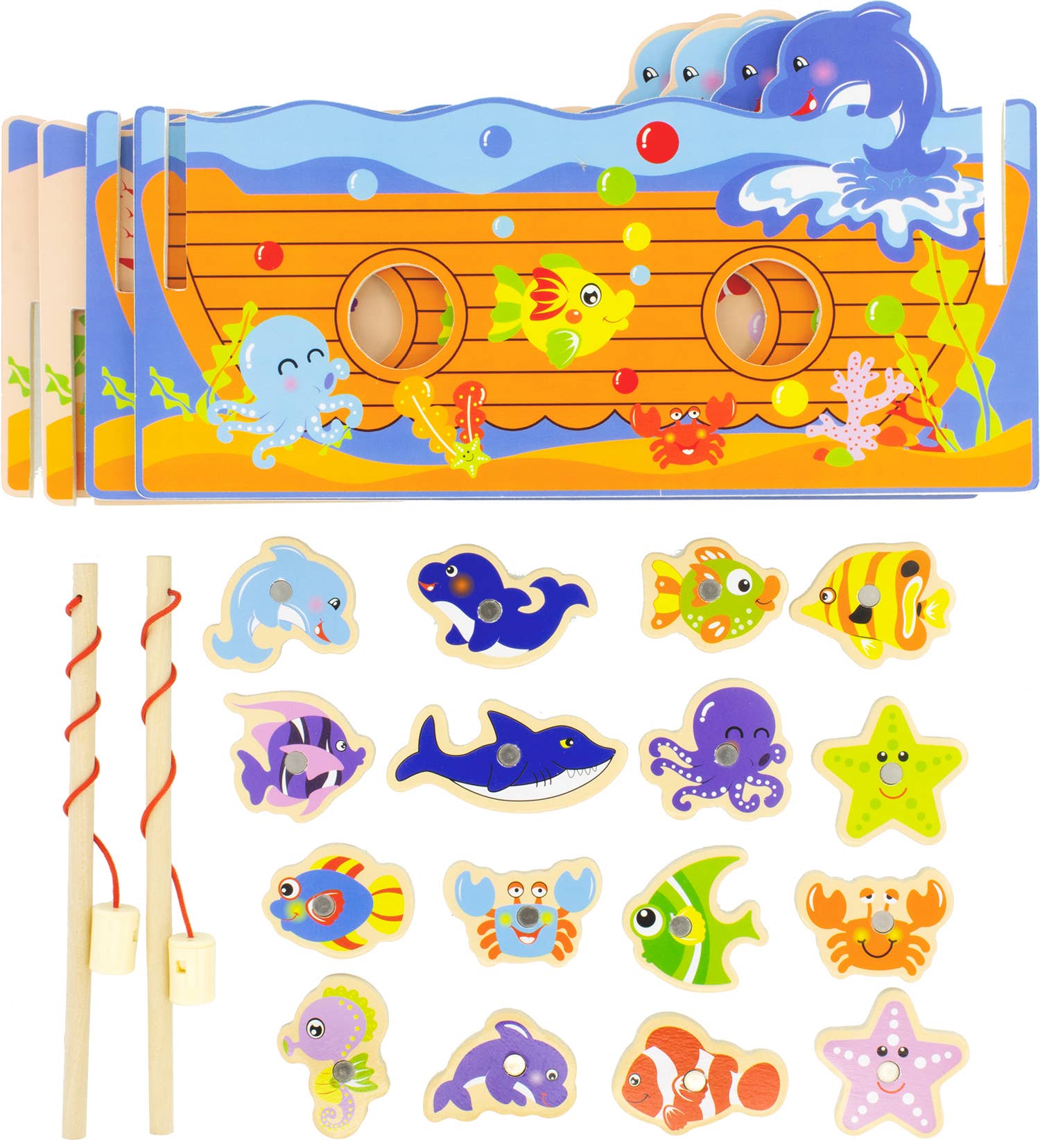 Juego de pesca - Animales marinos - MINI MUNDO