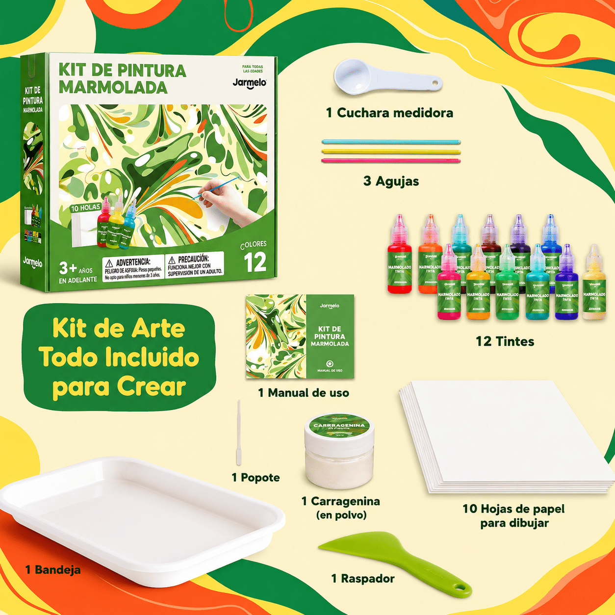 Kit pintura MARMOLEADA (12 colores) - BEBABI