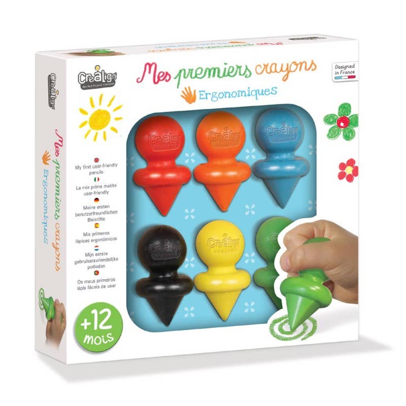 Lápices de cera ergonómicos (x6) - MINI MUNDO