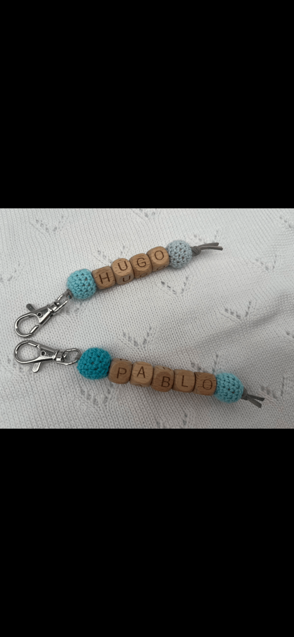 Llavero Personalizado - madera y ganchillo - MINI MUNDO