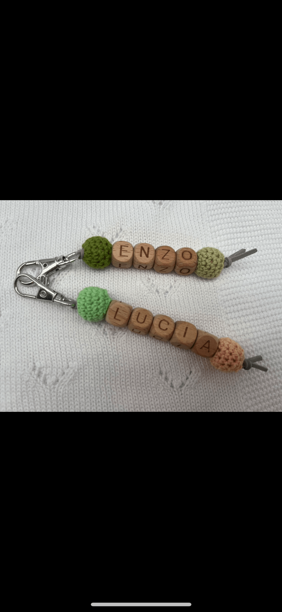 Llavero Personalizado - madera y ganchillo - MINI MUNDO