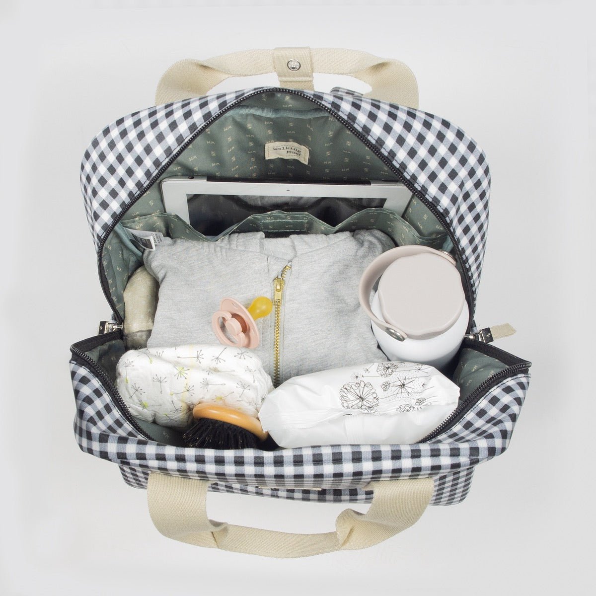 Mochila Bolso Walking Mum I Love Vichy Negro - BEBABI