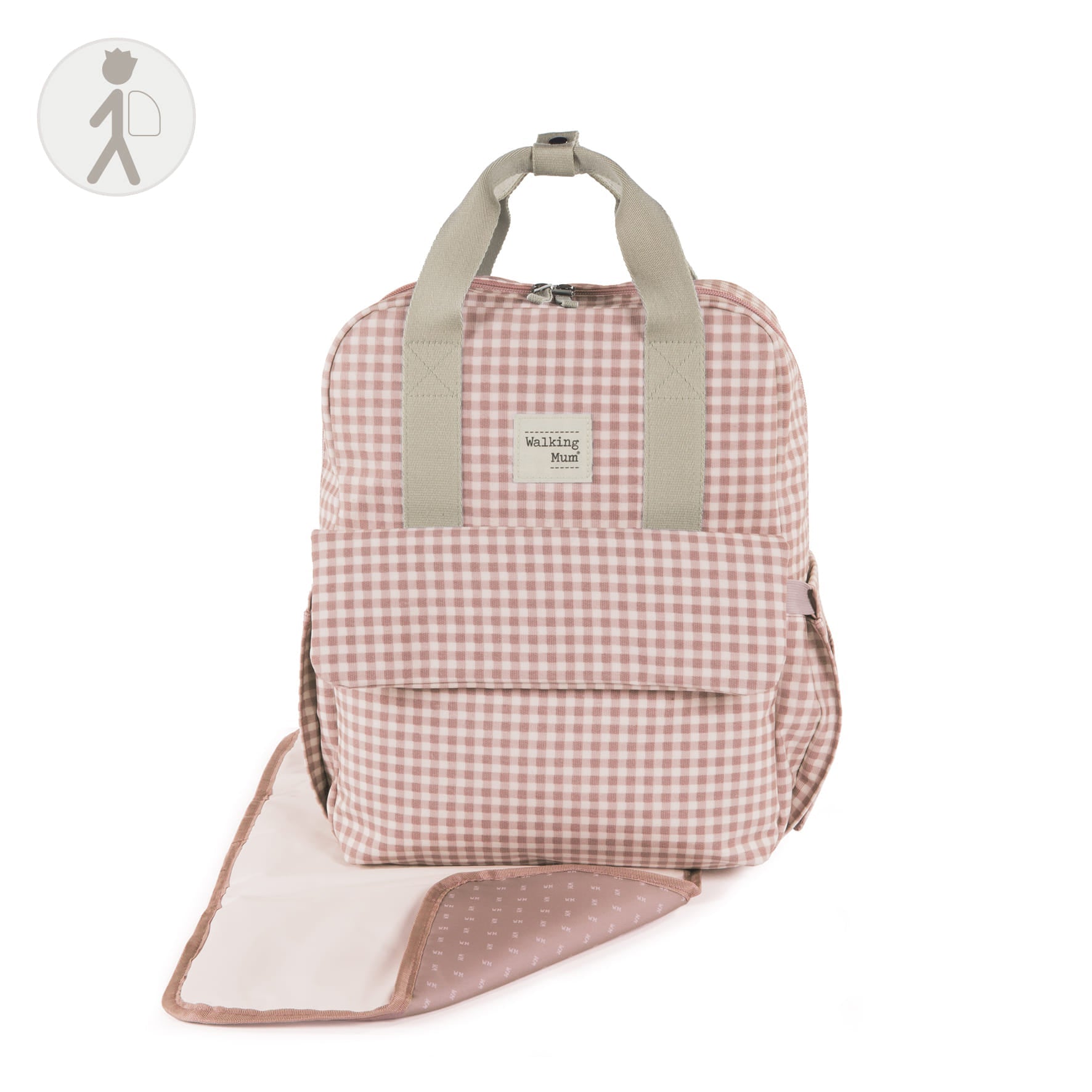 Mochila Bolso Walking Mum I Love Vichy Rosa - BEBABI