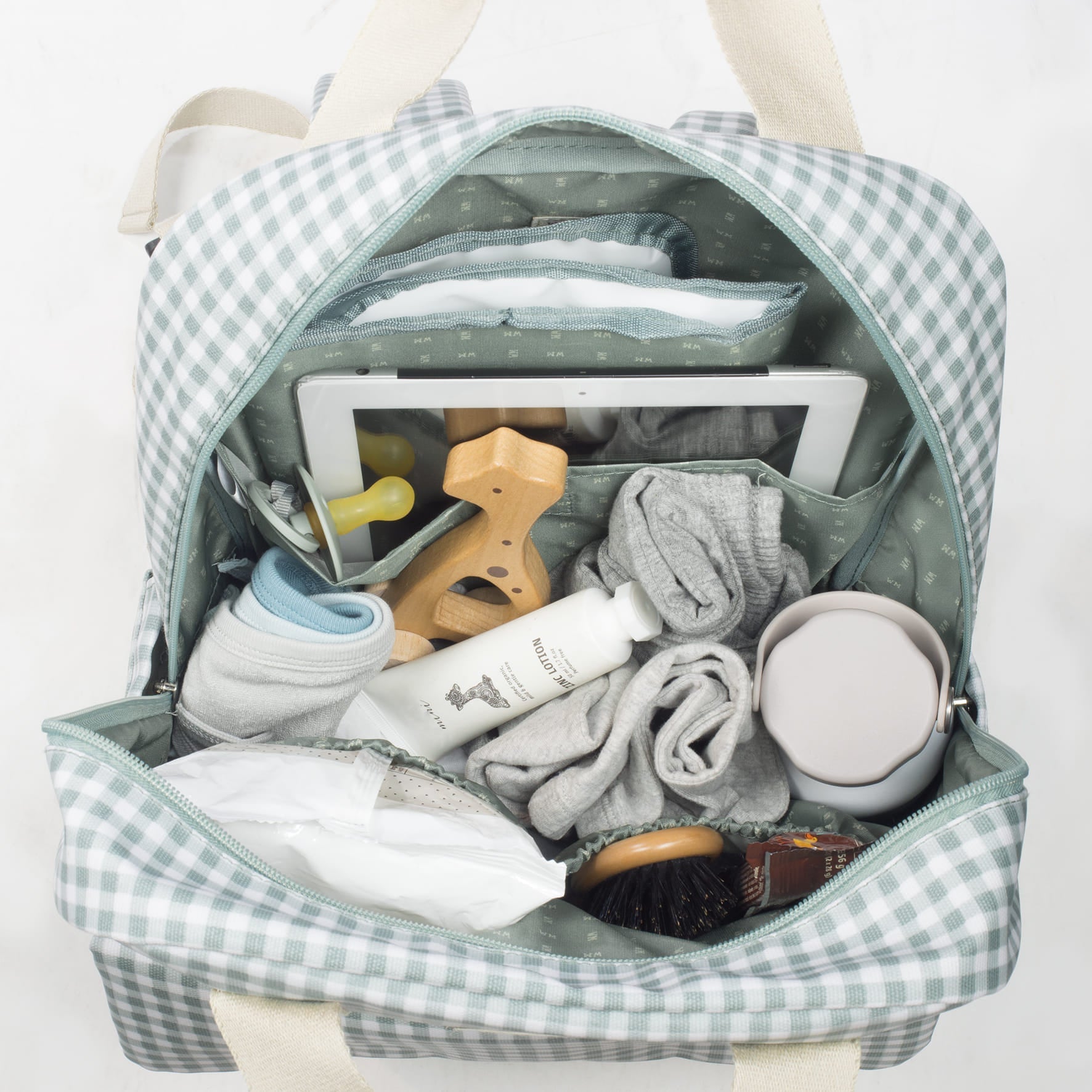 Mochila Bolso Walking Mum I Love Vichy Verde - BEBABI