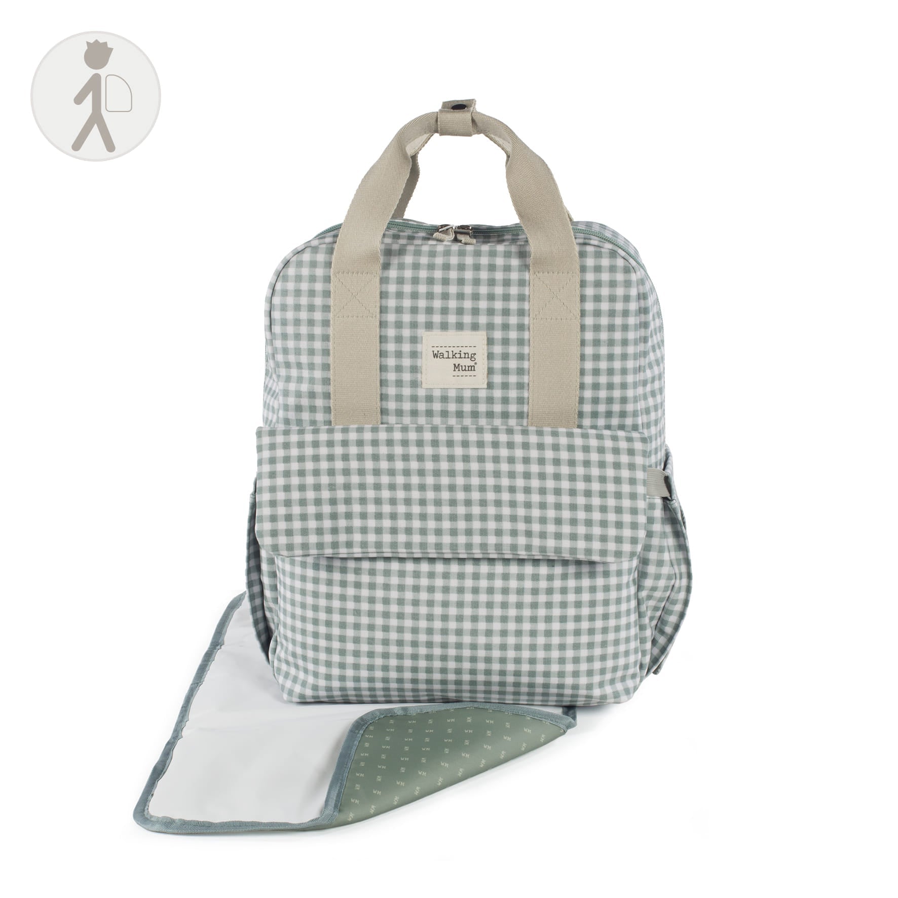 Mochila Bolso Walking Mum I Love Vichy Verde - BEBABI
