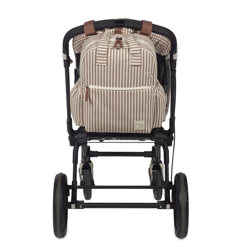 Mochila Cambiador Walking Mum Praliné Rayas Moka con Cambiador - BEBABI