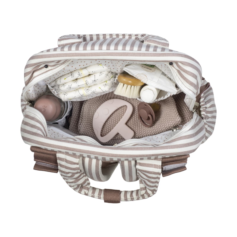 Mochila Cambiador Walking Mum Praliné Rayas Moka con Cambiador - BEBABI