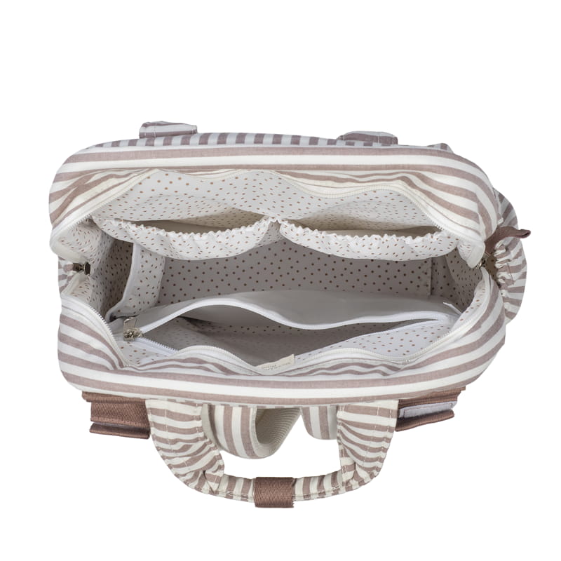 Mochila Cambiador Walking Mum Praliné Rayas Moka con Cambiador - BEBABI