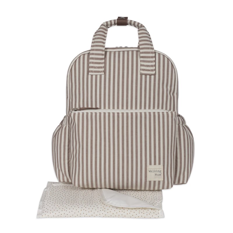 Mochila Cambiador Walking Mum Praliné Rayas Moka con Cambiador - BEBABI