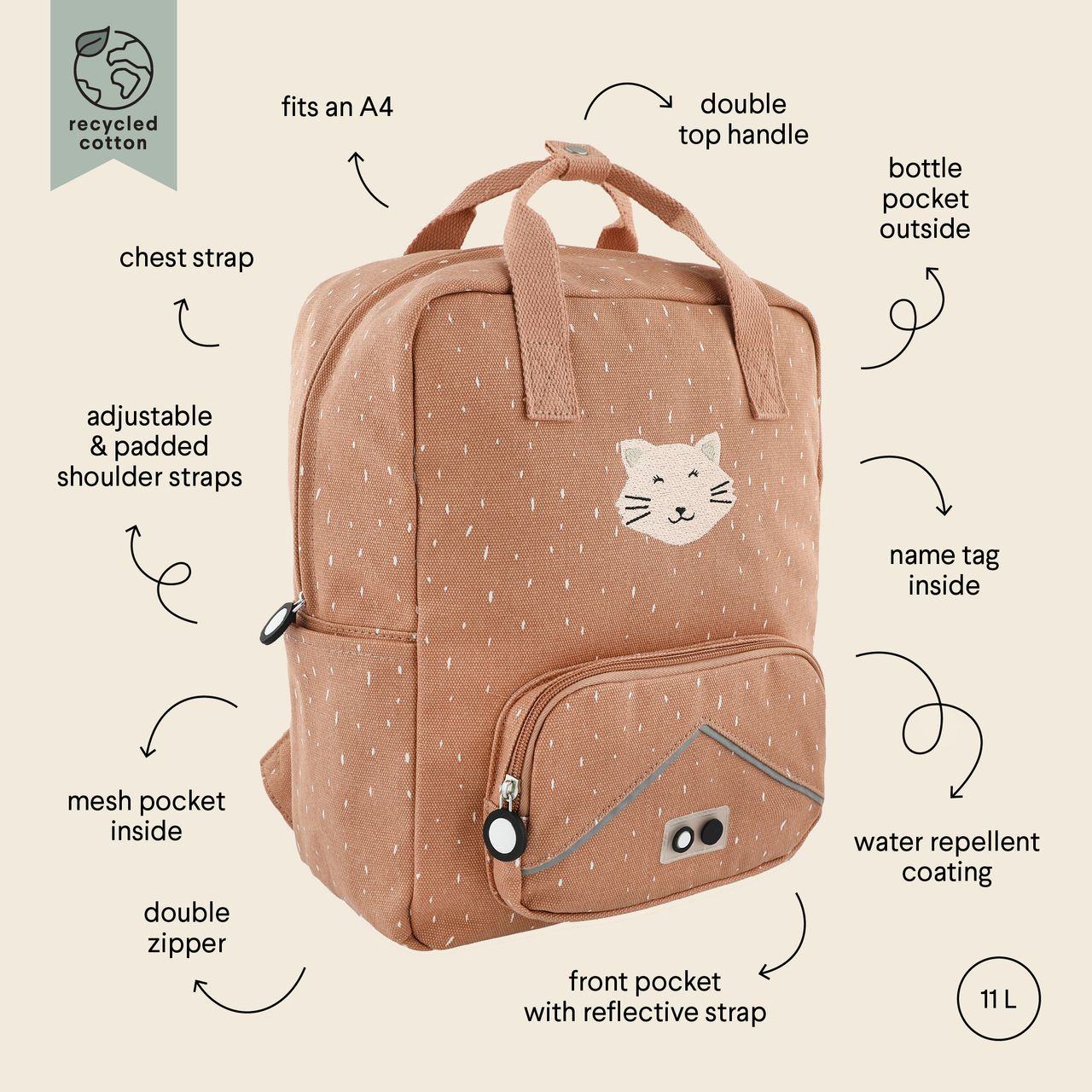 Mochila Escolar grande - Mrs. Cat - MINI MUNDO