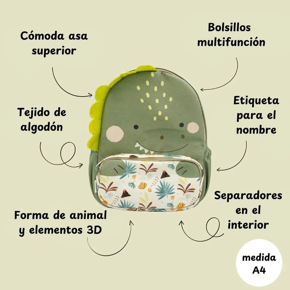Mochila Junior A4 Dinosaurio - BEBABI