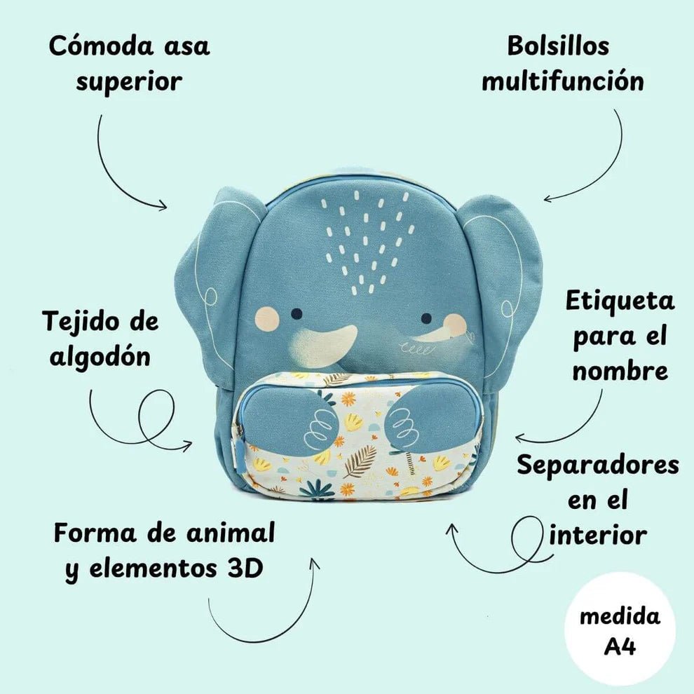 Mochila Junior A4 Sassi Elefante - BEBABI