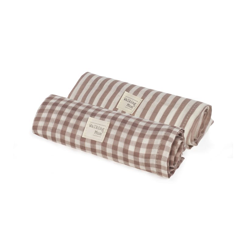 PACK 2 MUSELINAS 70X70 CM PRALINÉ VICHY/RAYAS MOKA - BEBABI