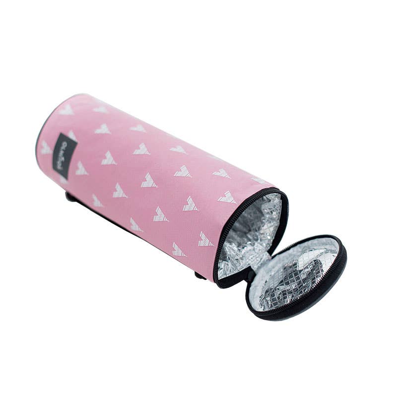 Pack Bolso de pañales + funda térmica - Olmitos - rosa y gris - MINI MUNDO