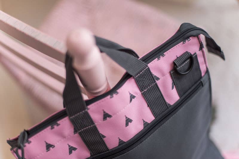 Pack Bolso de pañales + funda térmica - Olmitos - rosa y gris - MINI MUNDO