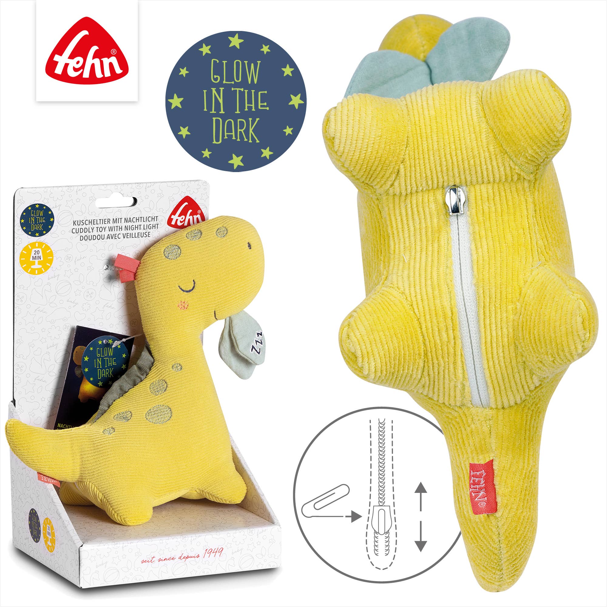 Peluche con luz nocturna - dinosaurio - MINI MUNDO