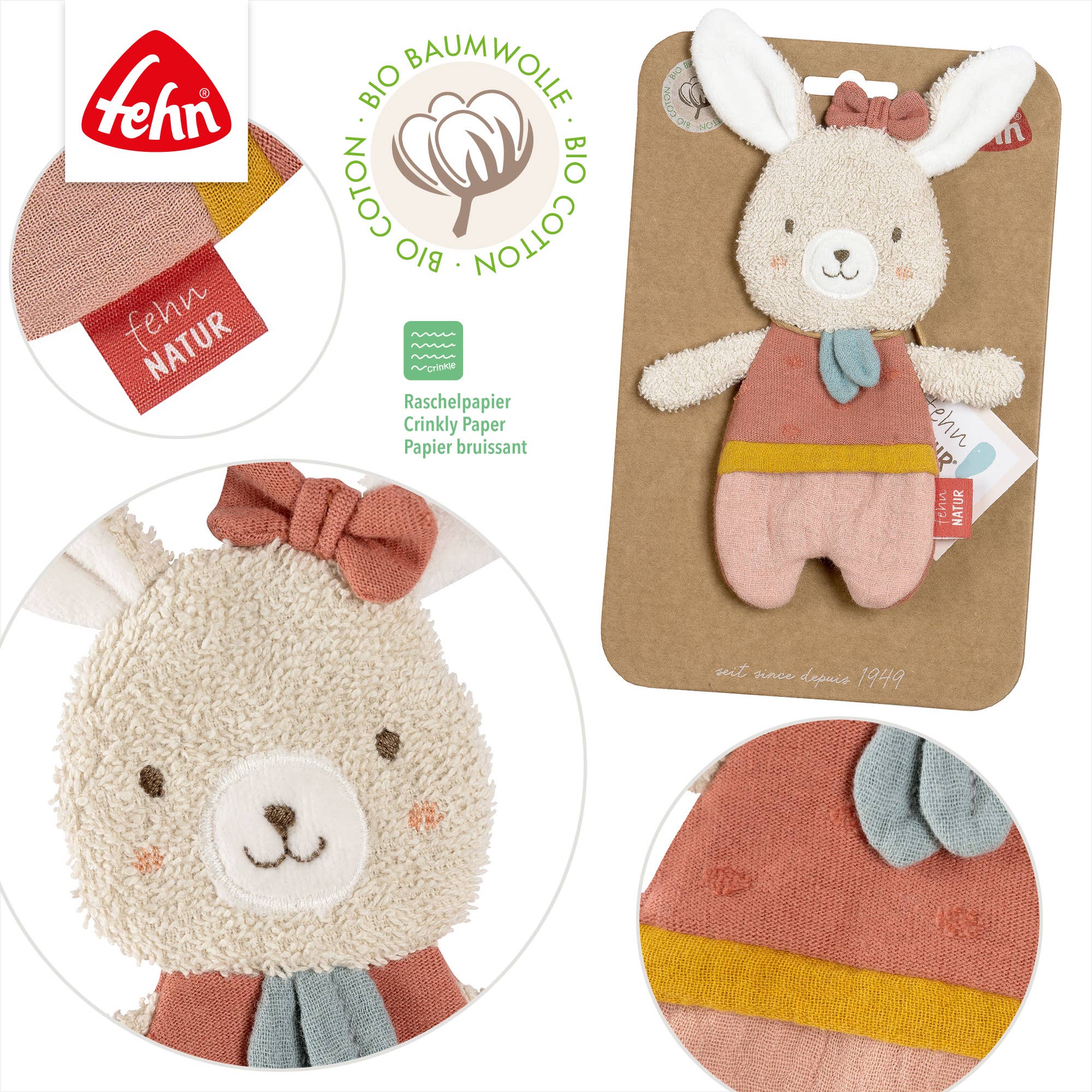 Peluche - conejo rosa - MINI MUNDO