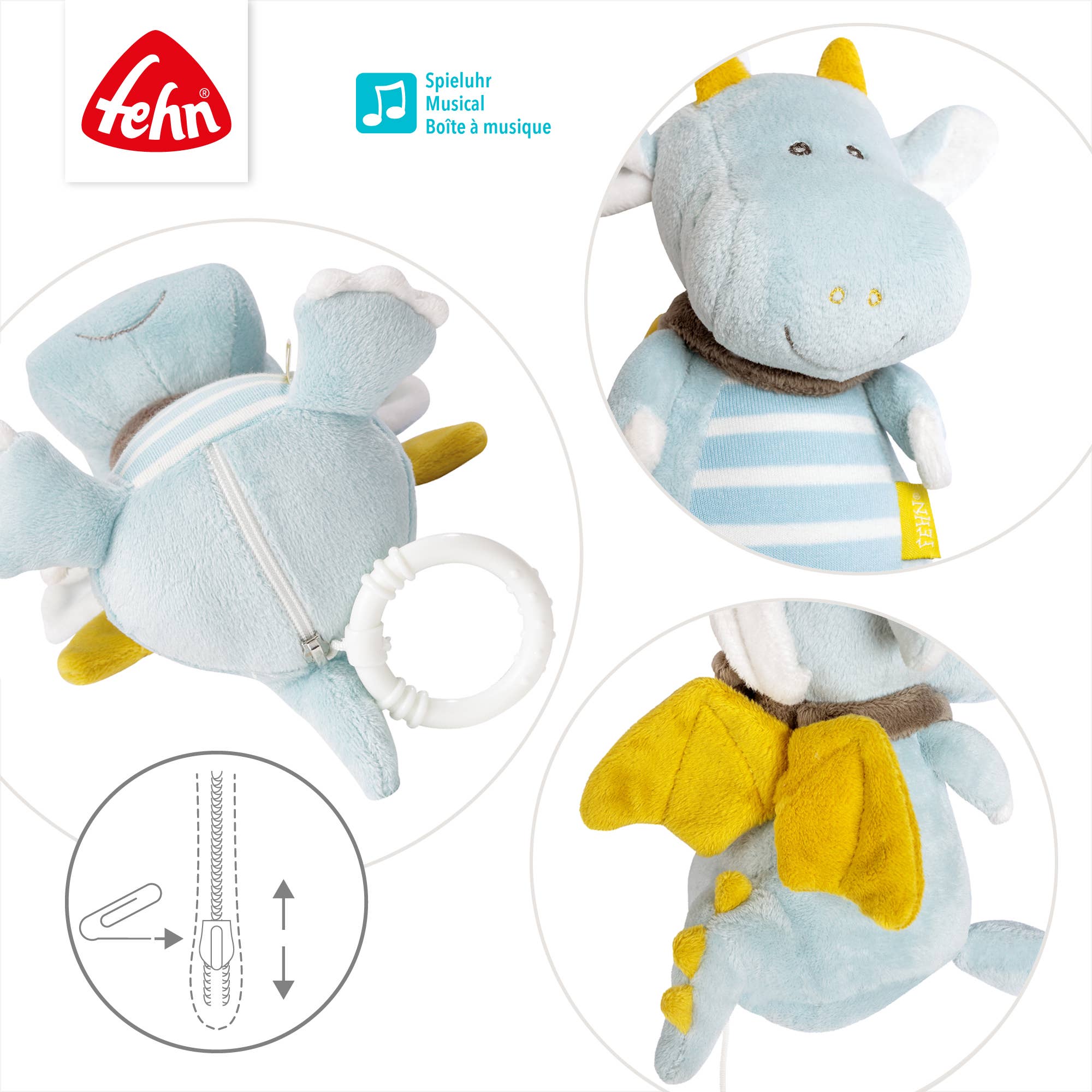 Peluche musical - dragón - MINI MUNDO