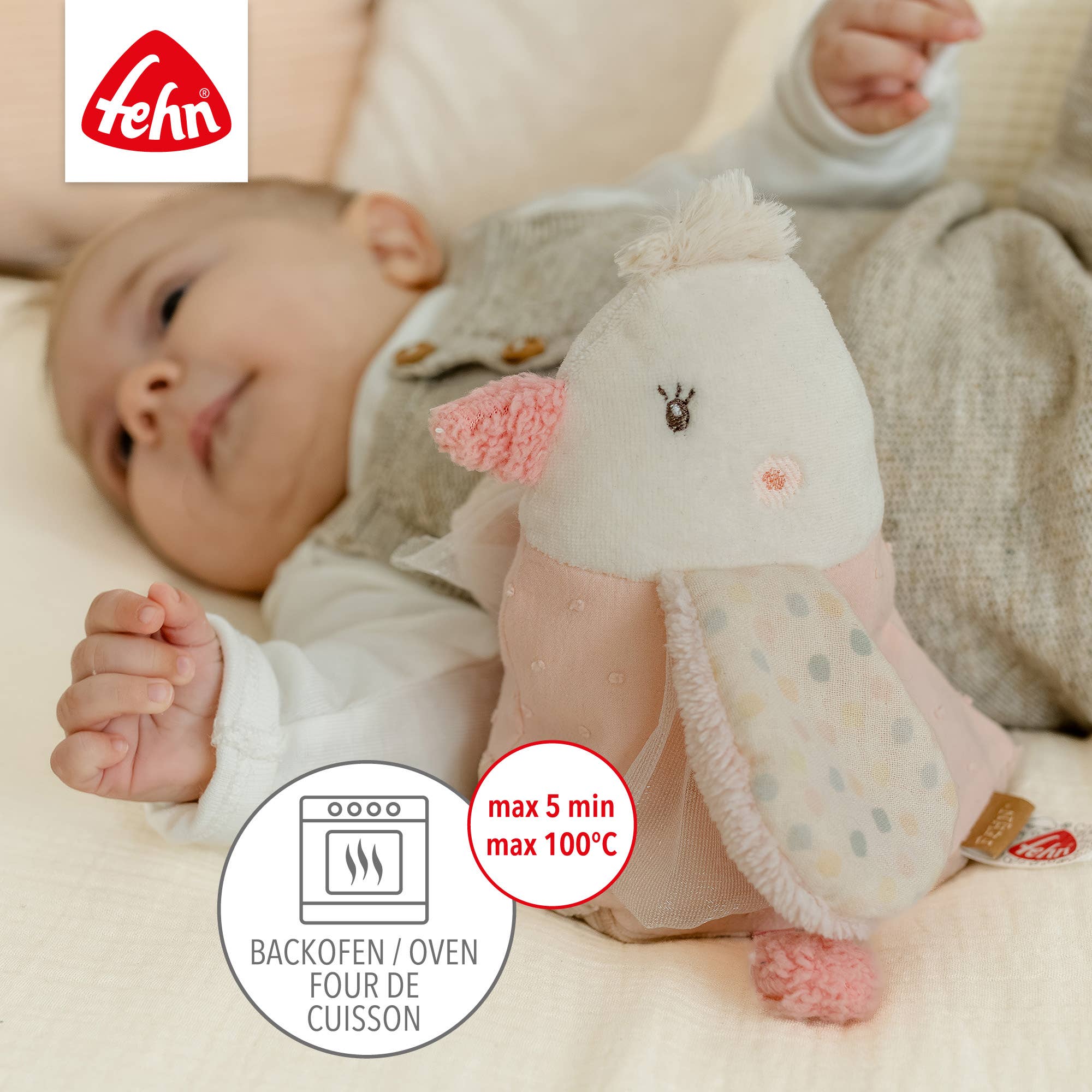 Peluche térmico con semillas - pájaro rosa - MINI MUNDO